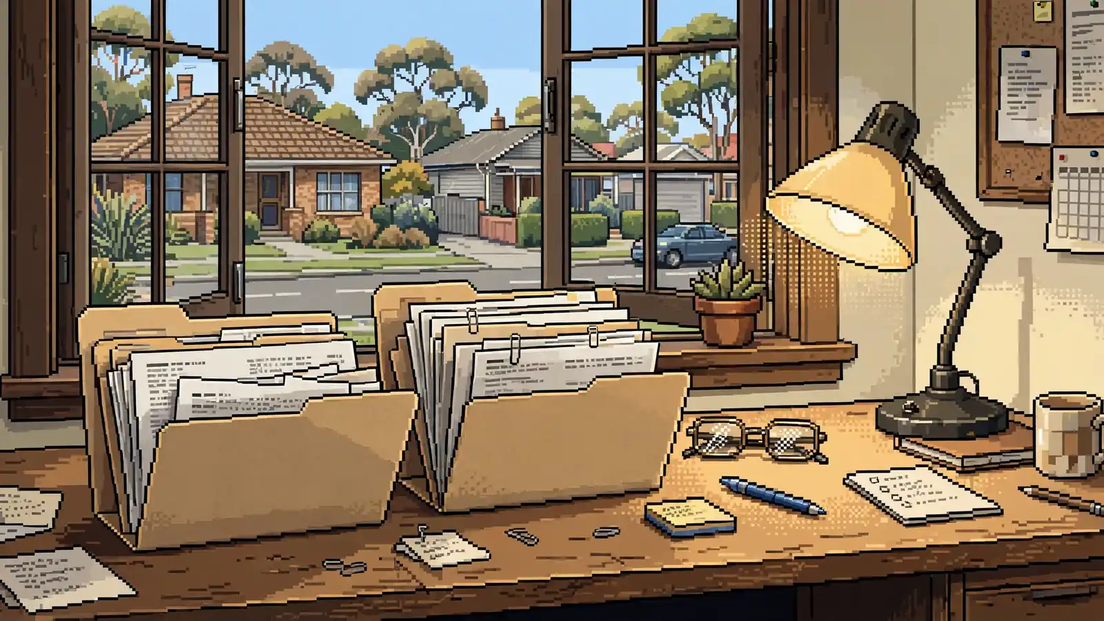 Two open folders with mismatched stacks of printed pages on a desk